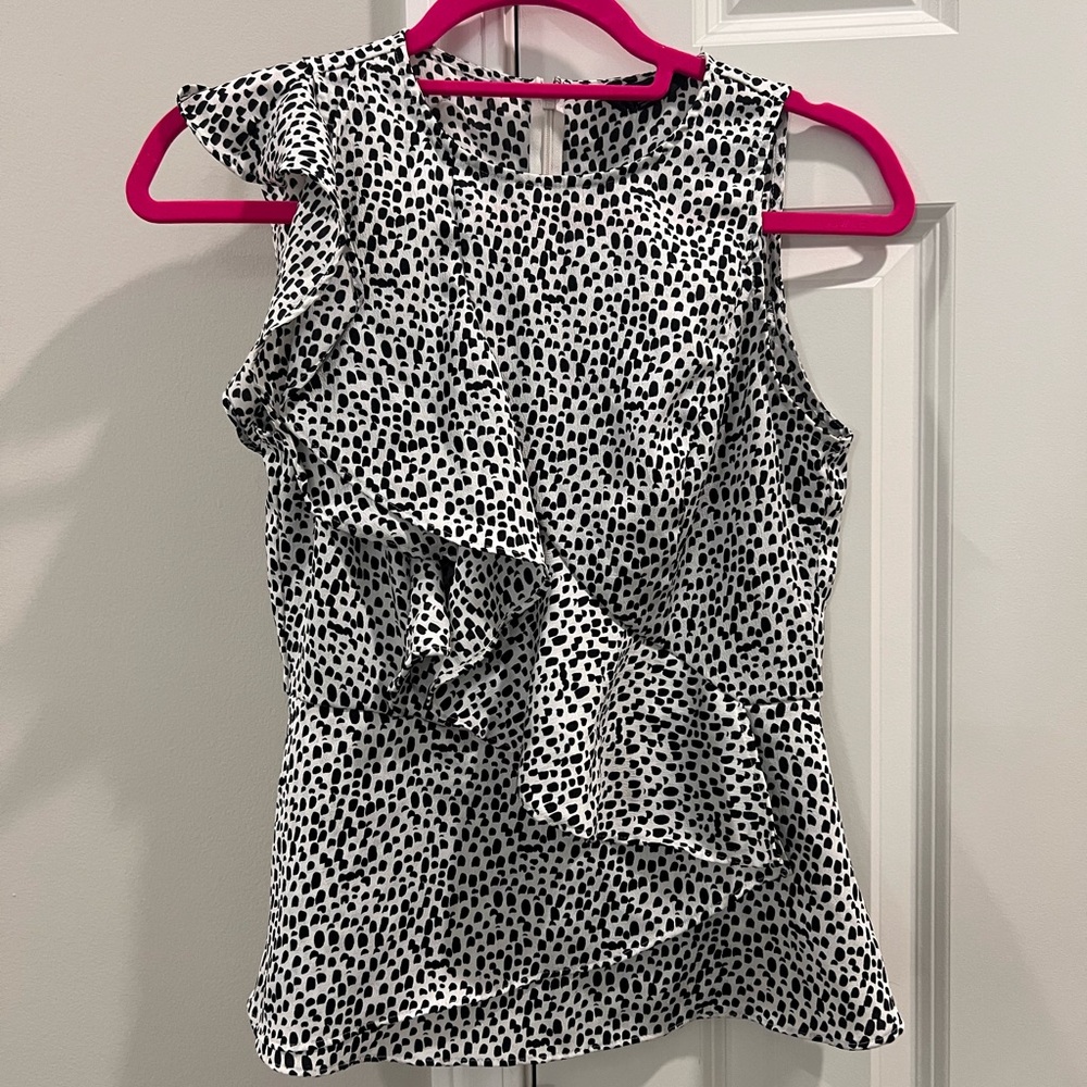Express Black and White Patterned Blouse